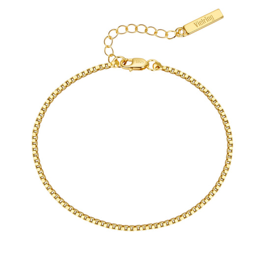 Box chain bracelet adjustable 1.5mm - 925 silver