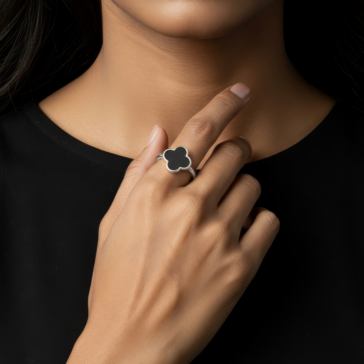 Gold Abstract Ring • 925 Sterling Silver Open Ring