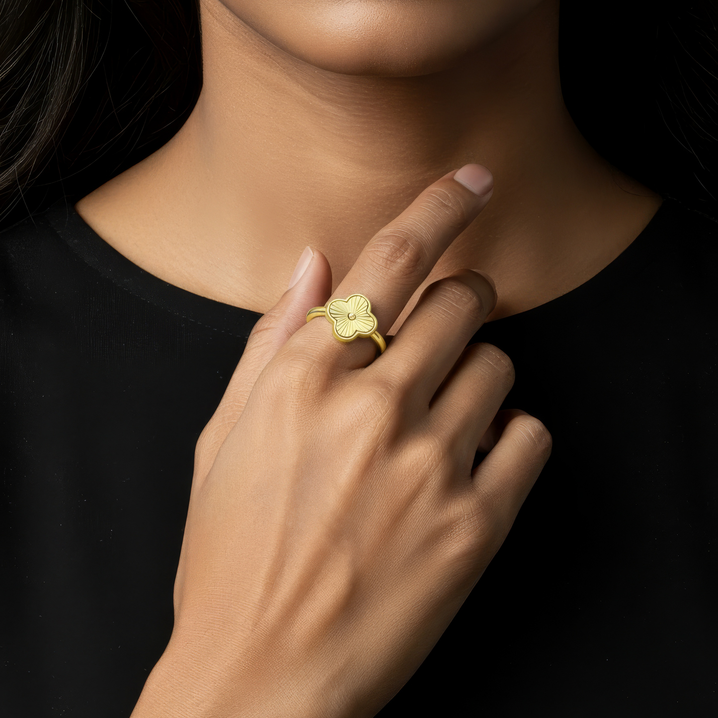 Gold Abstract Ring • 925 Sterling Silver Open Ring