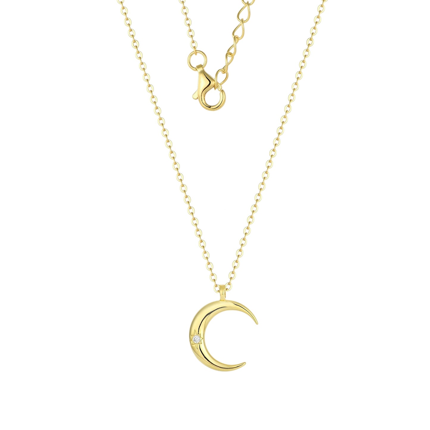 Vielring - Zierliche Mond Halskette – 925 Silber - Gold