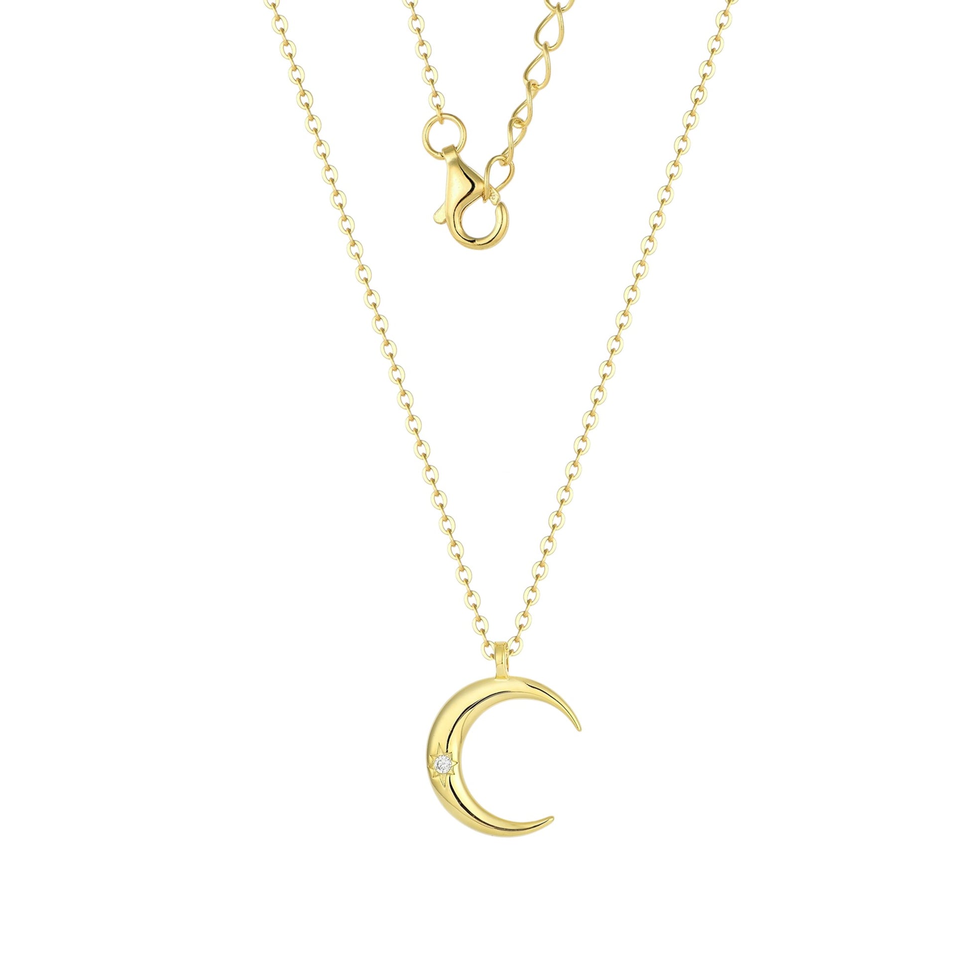 Vielring - Zierliche Mond Halskette – 925 Silber - Gold