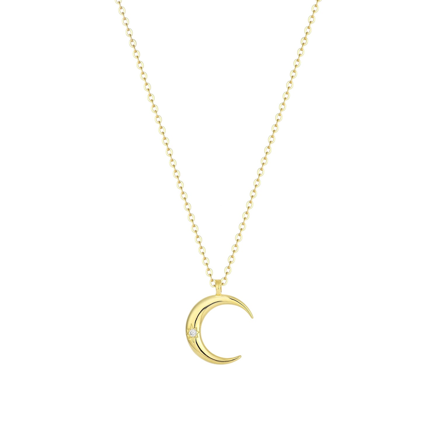 Vielring - Zierliche Mond Halskette – 925 Silber - Gold