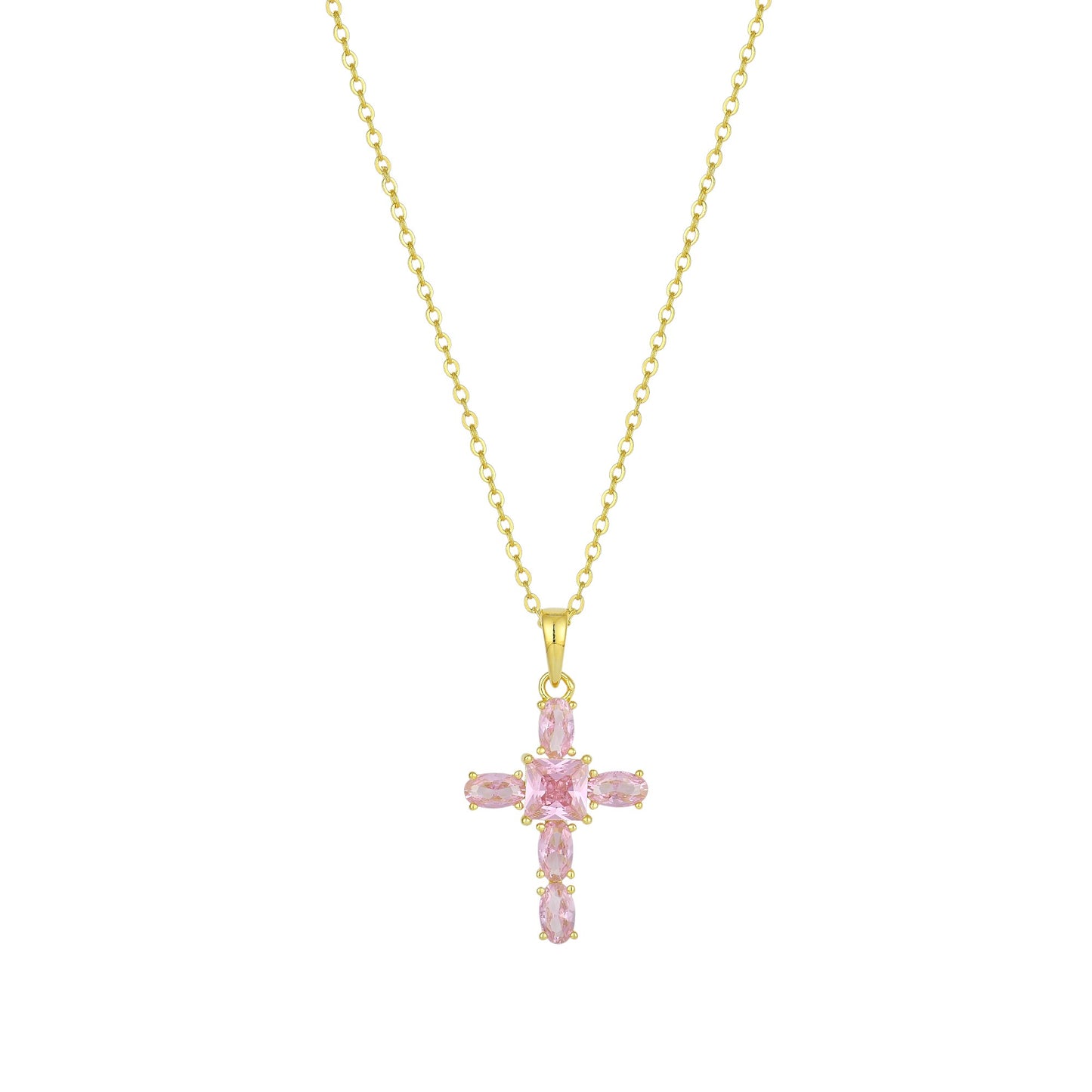 Square Zirconia Necklace - 925 Silver