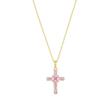 Square Zirconia Necklace - 925 Silver