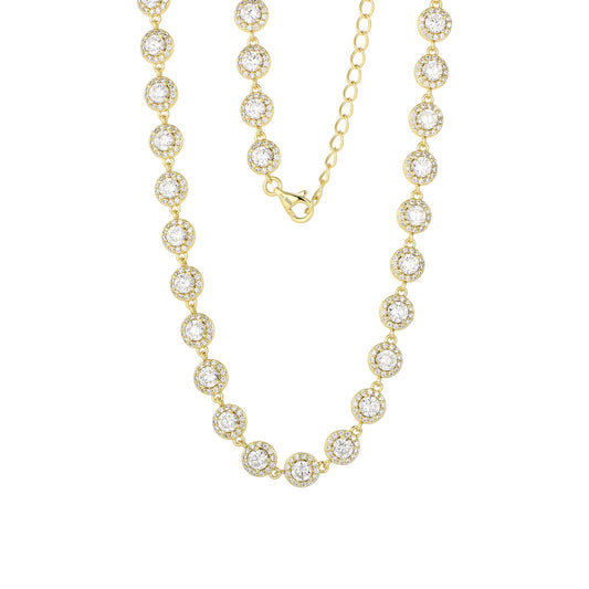 Square Zirconia Necklace - 925 Silver