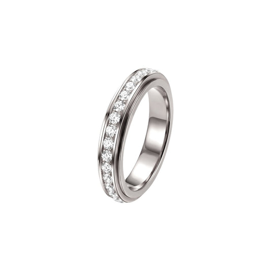 Vielring - Runder Kristall Anti-Stress-Ring – Edelstahl - Silber / 49 | ø15.6