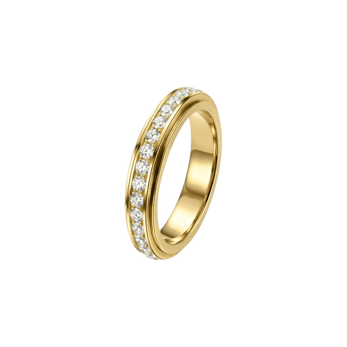 Vielring - Runder Kristall Anti-Stress-Ring – Edelstahl - Gold / 49 | ø15.6