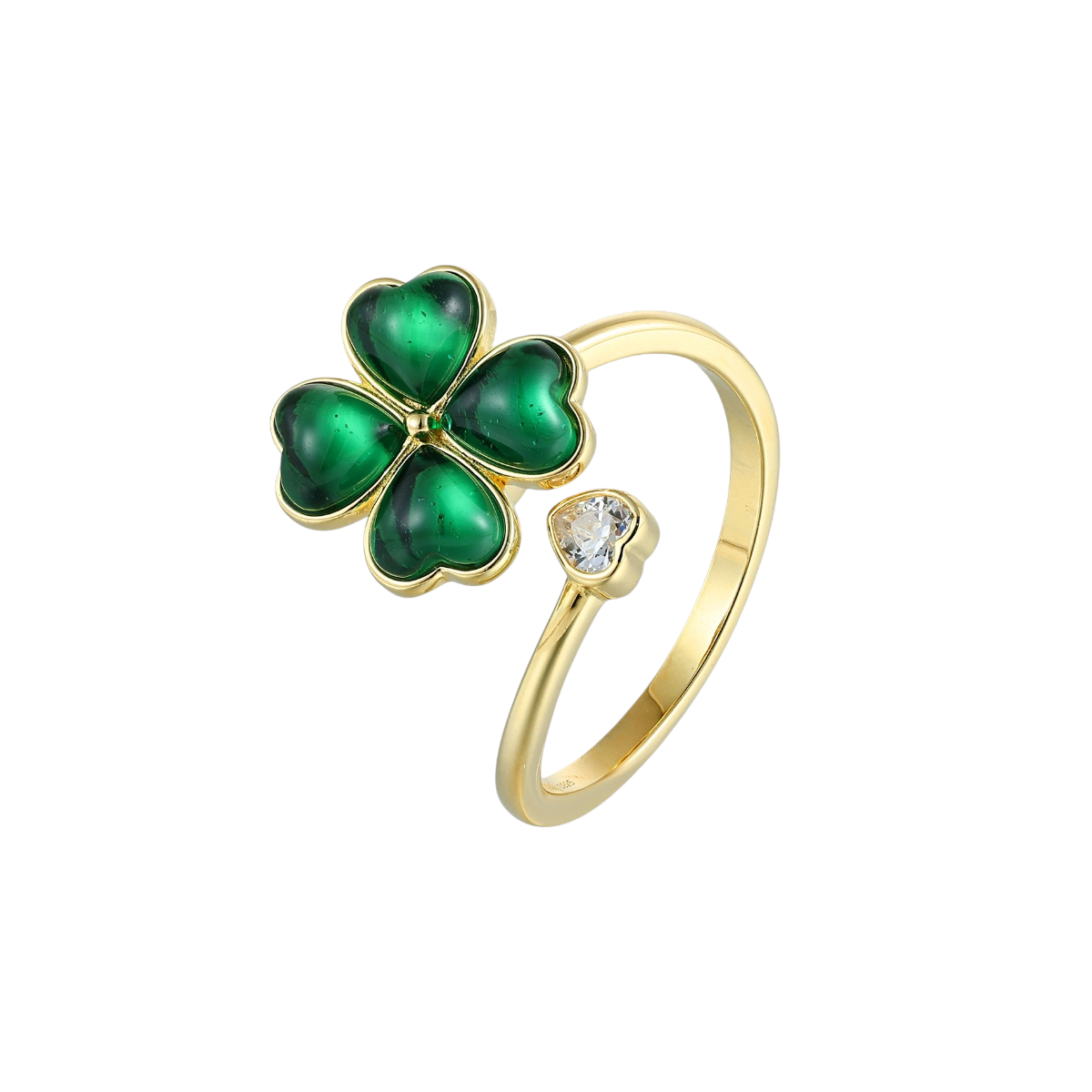 Kleeblatt Zirkonia Steinen Anti-Stress-Ring - 925 Silber