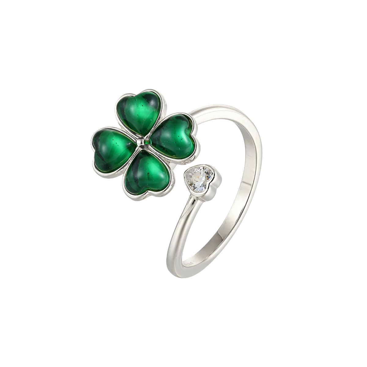 Kleeblatt Zirkonia Steinen Anti-Stress-Ring - 925 Silber