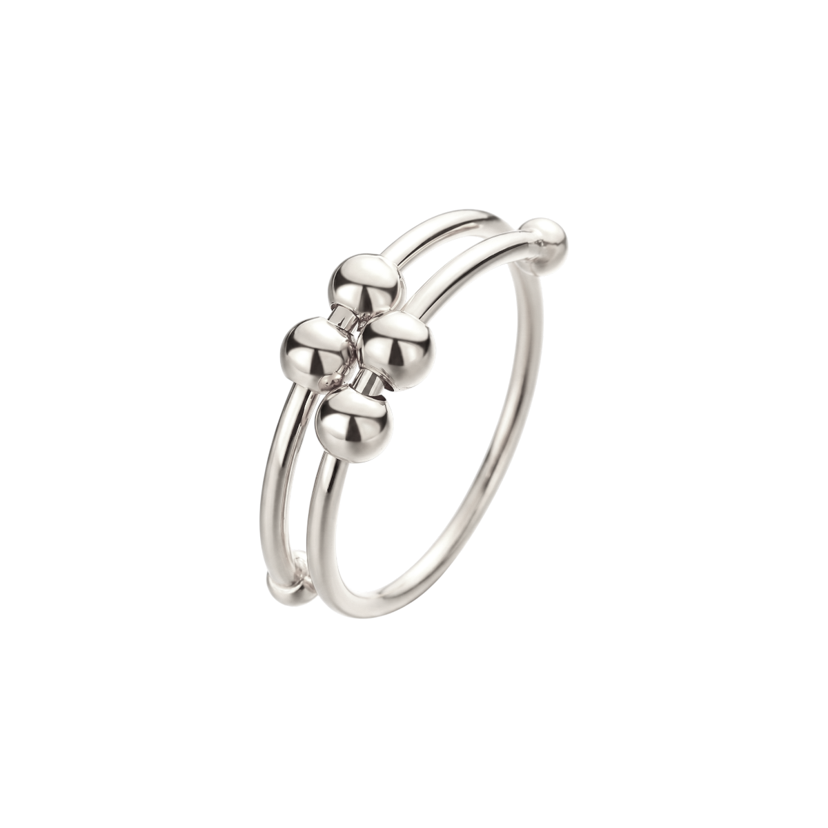 Doppelter Perlen Anti-Stress-Ring – 925 Silber