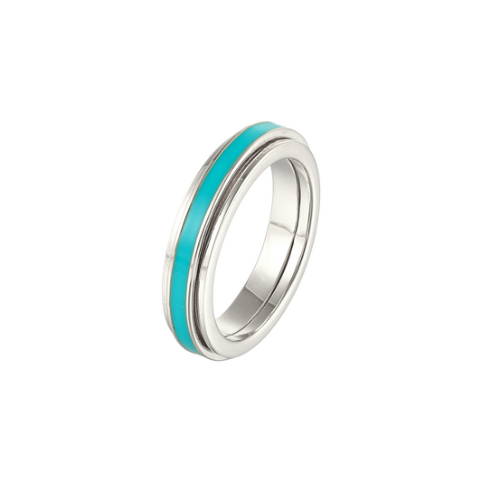 Türkis Emaille Anti-Stress-Ring – 925 Silber