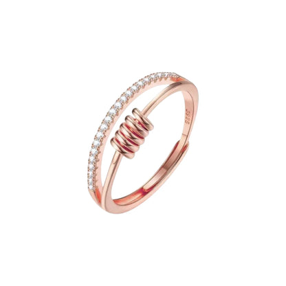 Vielring - Funkelnder Zirkonia Anti-Stress-Ring – 925 Silber - Roségold