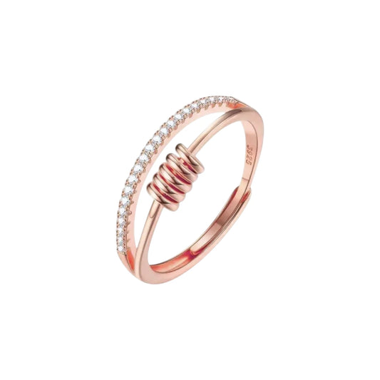 Square ring with zirconia stones - 925 silver