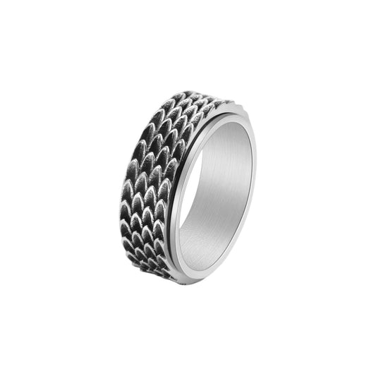Drachenschuppen Anti-Stress-Ring – Edelstahl