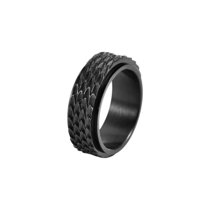 Vielring - Drachenschuppen Anti-Stress-Ring – Edelstahl - Schwarz / 49 | ø15.6