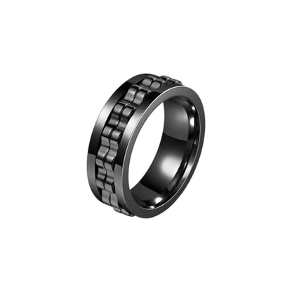 Vielring - Zahnrad Anti-Stress-Ring – Edelstahl - Schwarz / 49 | ø15.6