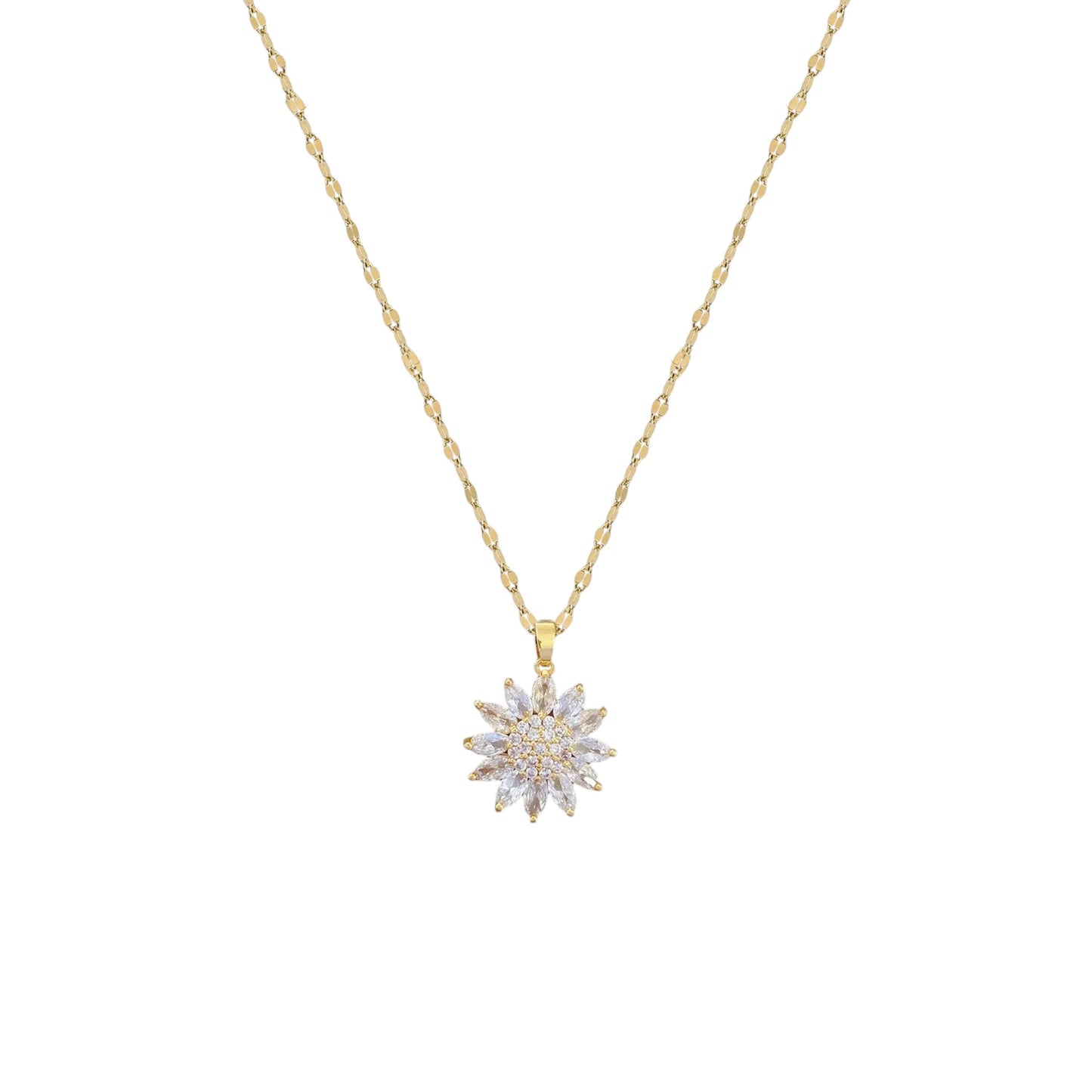 Vielring - Sonnenblumen Zirkonia Anti-Stress Halskette - Edelstahl - Gold