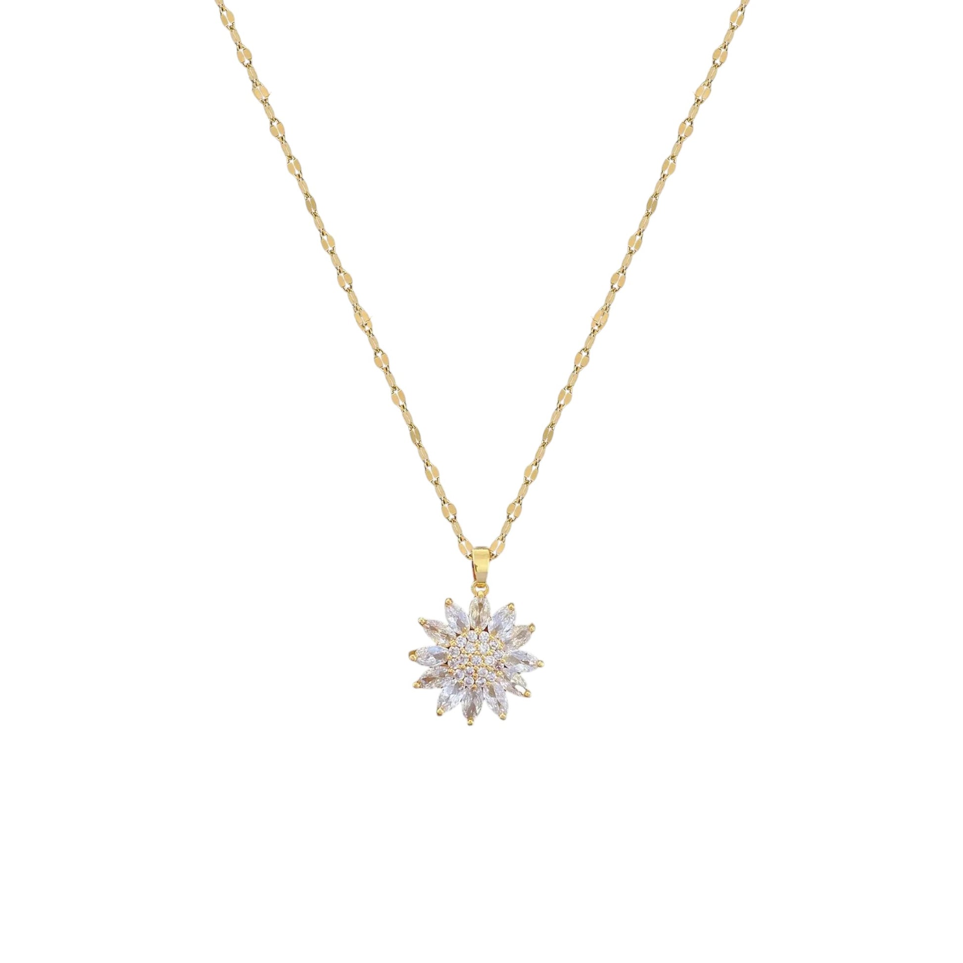 Vielring - Sonnenblumen Zirkonia Anti-Stress Halskette - Edelstahl - Gold