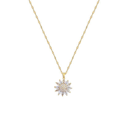 Vielring - Sonnenblumen Zirkonia Anti-Stress Halskette - Edelstahl - Gold