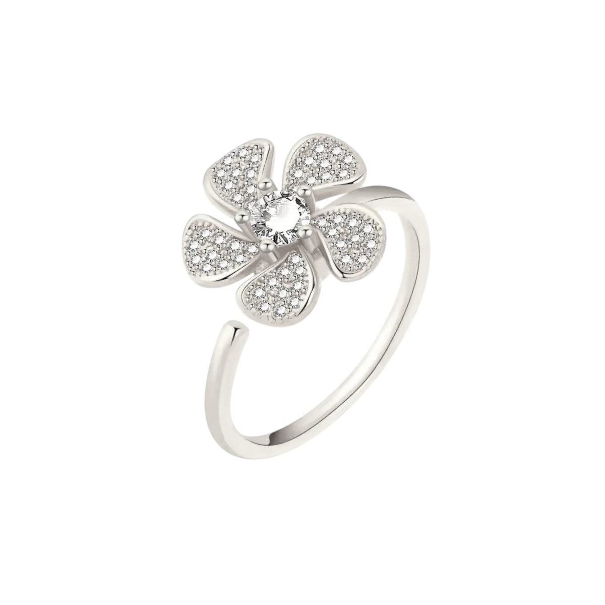 Square ring with zirconia stones - 925 silver