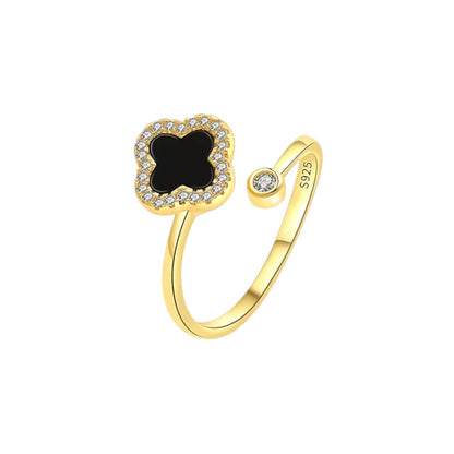 Square ring with zirconia stones - 925 silver