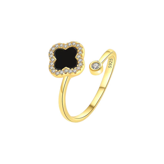 Square ring with zirconia stones - 925 silver