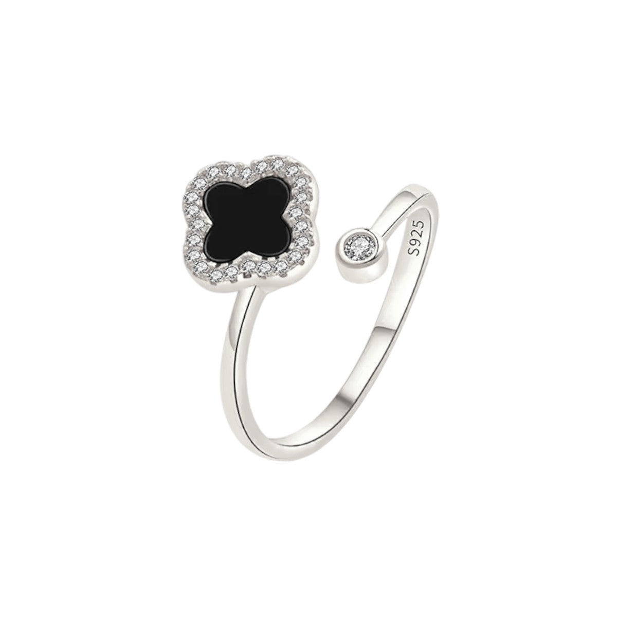 Square ring with zirconia stones - 925 silver