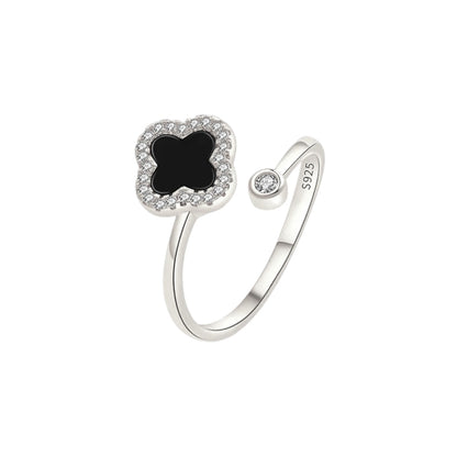 Square ring with zirconia stones - 925 silver
