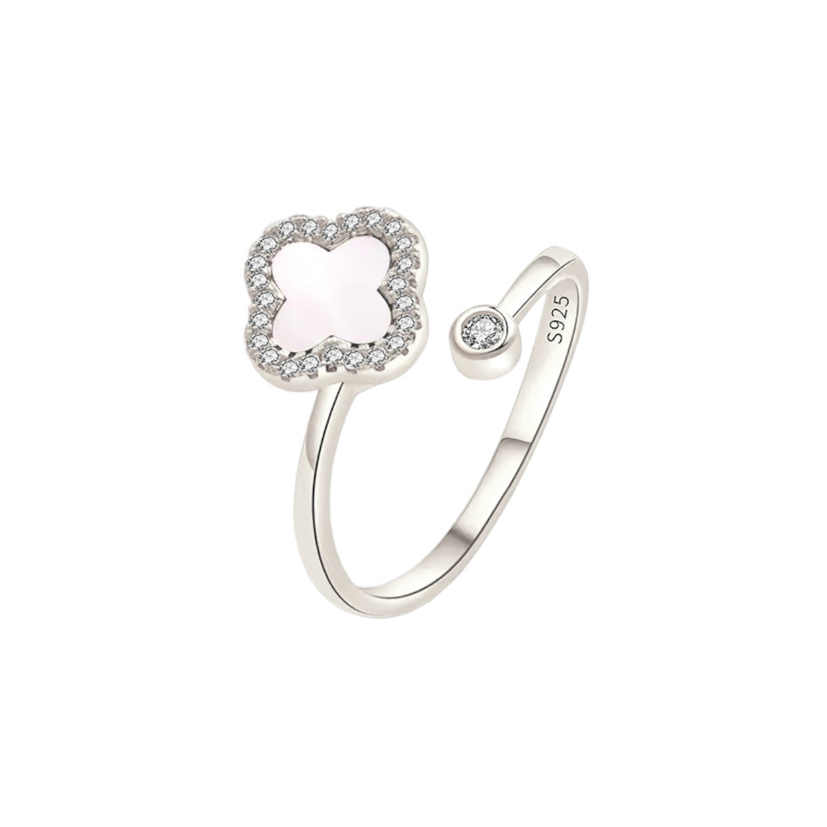 Square ring with zirconia stones - 925 silver