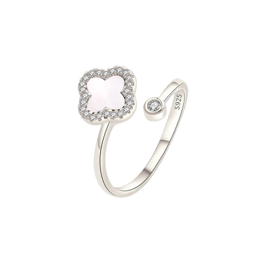 Square ring with zirconia stones - 925 silver