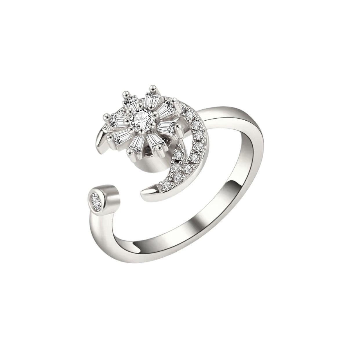 Square ring with zirconia stones - 925 silver