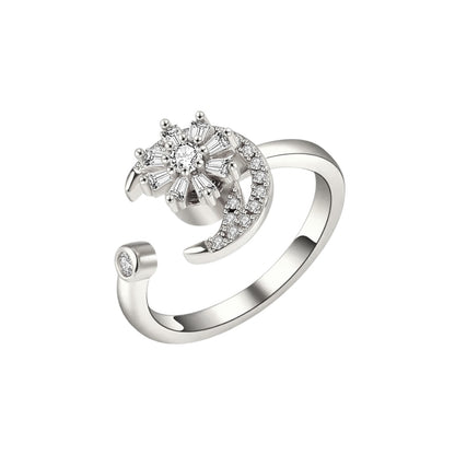 Square ring with zirconia stones - 925 silver