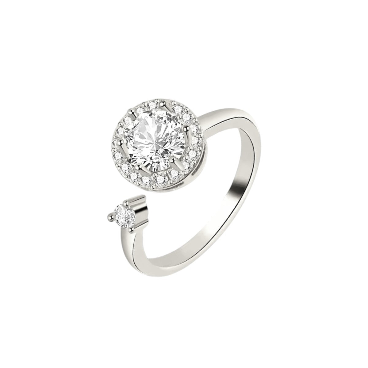 Square ring with zirconia stones - 925 silver