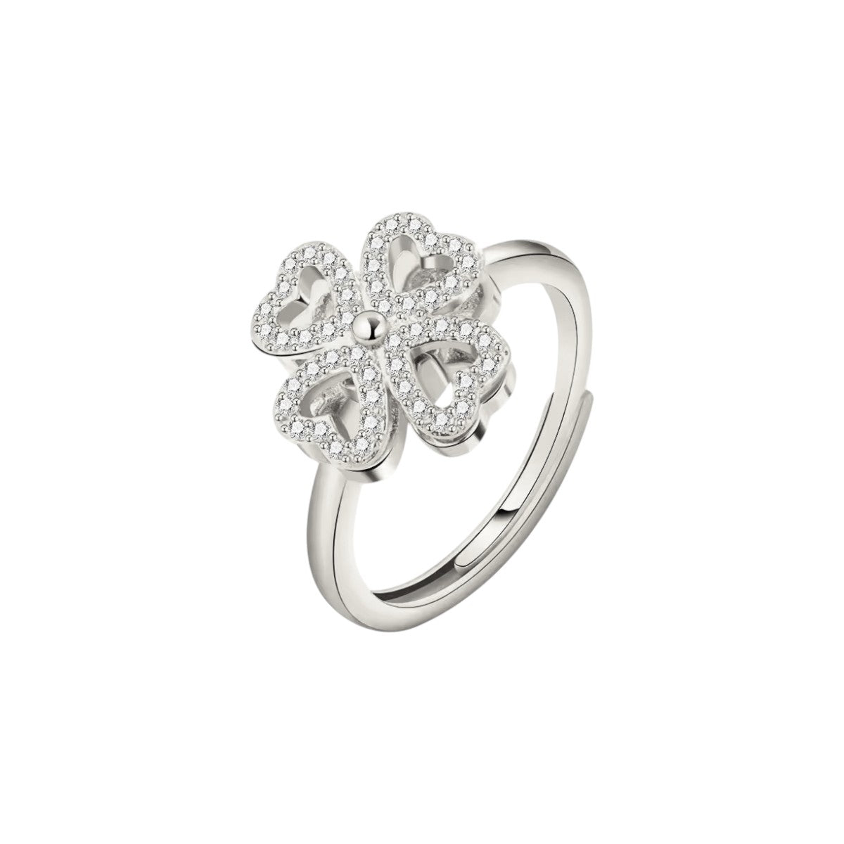 Square ring with zirconia stones - 925 silver