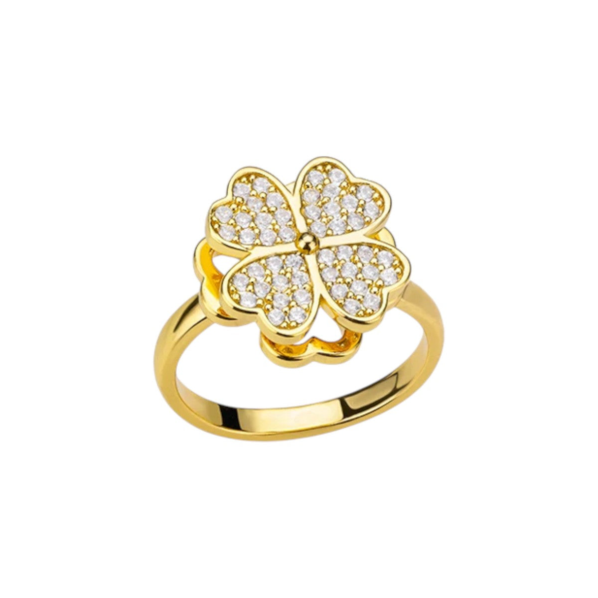 Vielring - Glückliches Kleeblatt Anti-Stress-Ring – Edelstahl - Gold