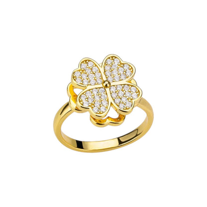 Vielring - Glückliches Kleeblatt Anti-Stress-Ring – Edelstahl - Gold