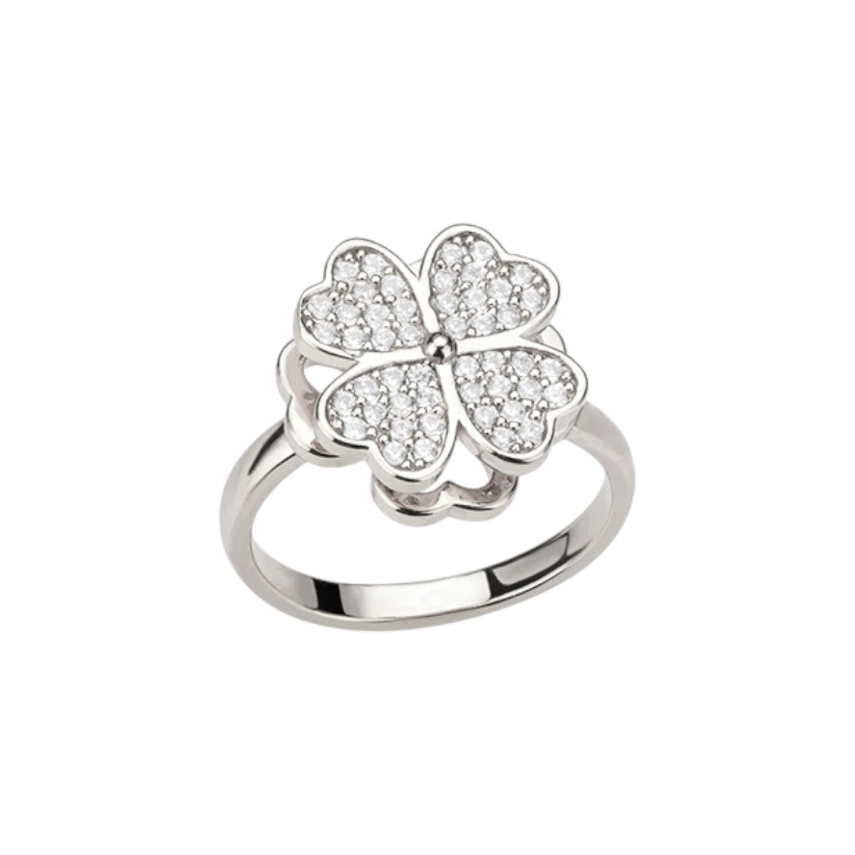 Vielring - Glückliches Kleeblatt Anti-Stress-Ring – Edelstahl - Silber