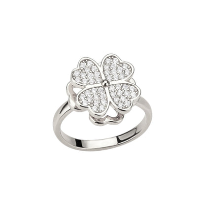 Vielring - Glückliches Kleeblatt Anti-Stress-Ring – Edelstahl - Silber