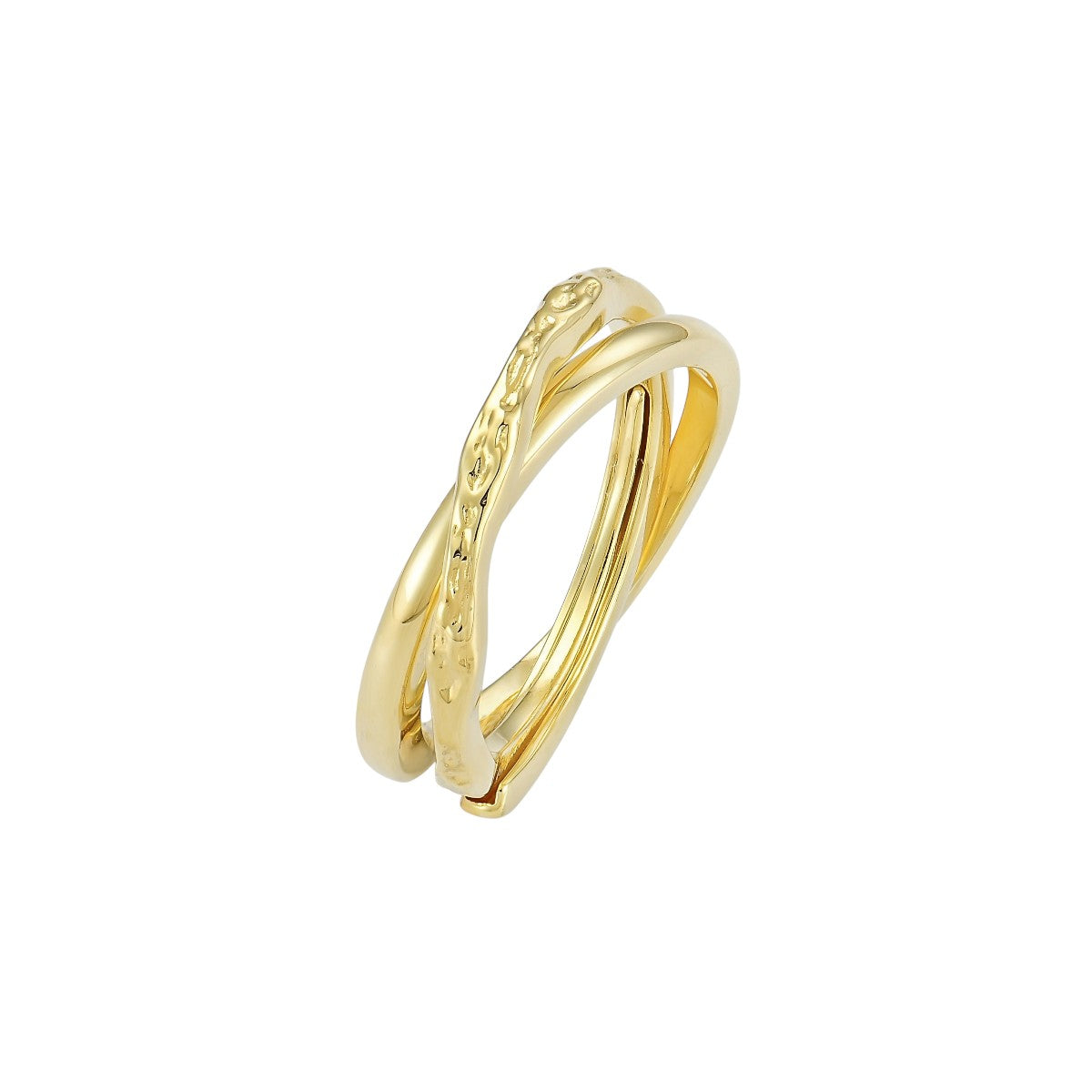 Polierter & gehammerter Anti-Stress-Ring – 925 Silber