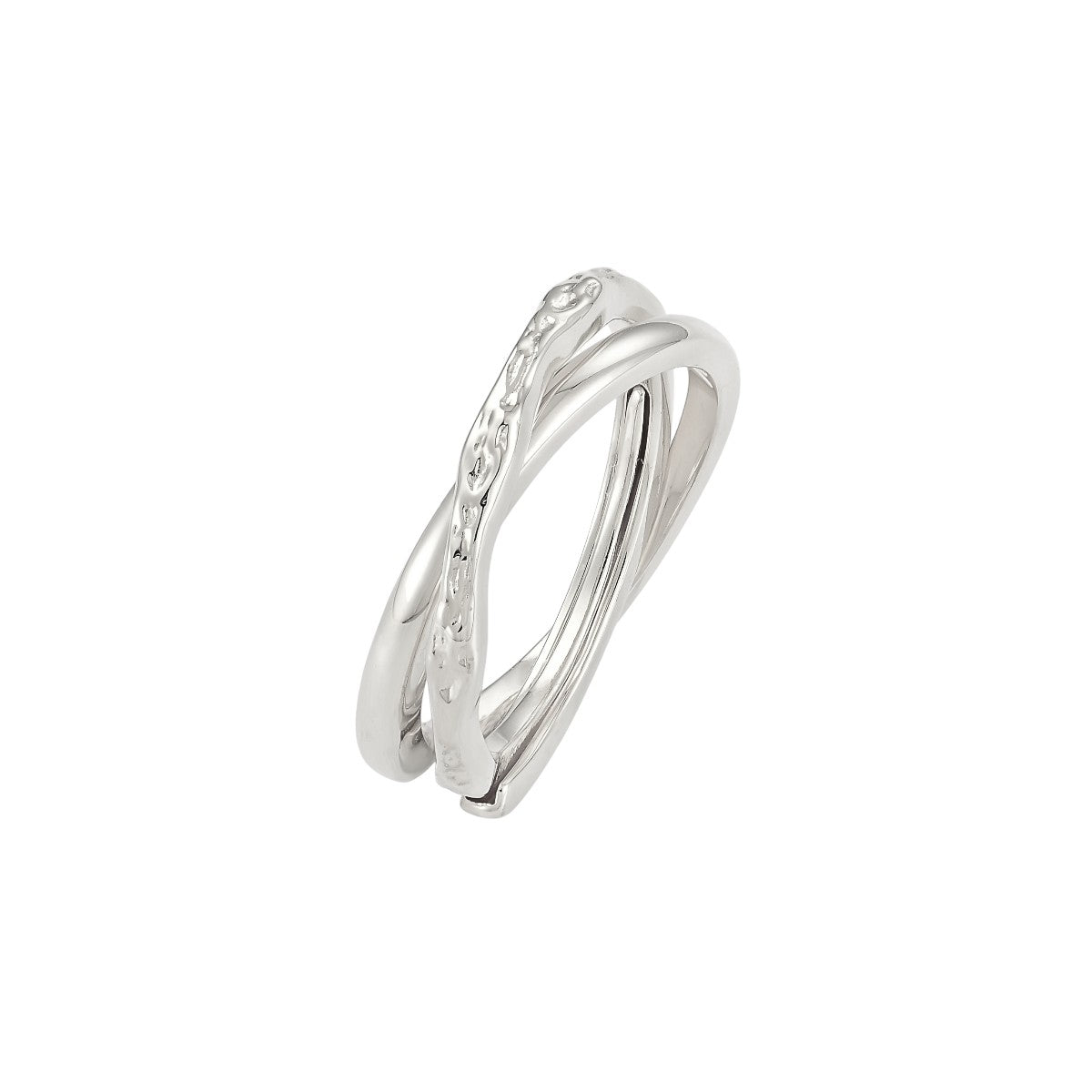 Polierter & gehammerter Anti-Stress-Ring – 925 Silber