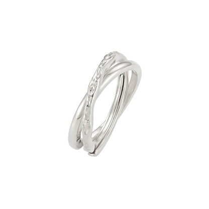 Polierter & gehammerter Anti-Stress-Ring – 925 Silber