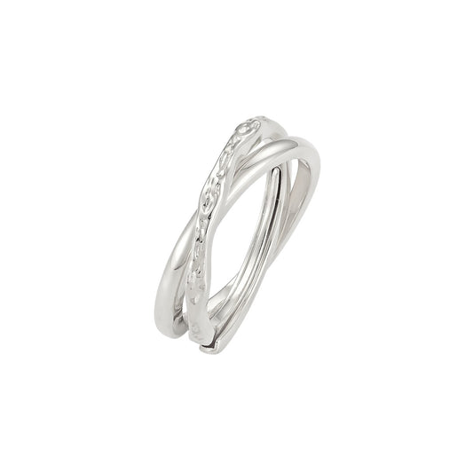 Polierter & gehammerter Anti-Stress-Ring – 925 Silber