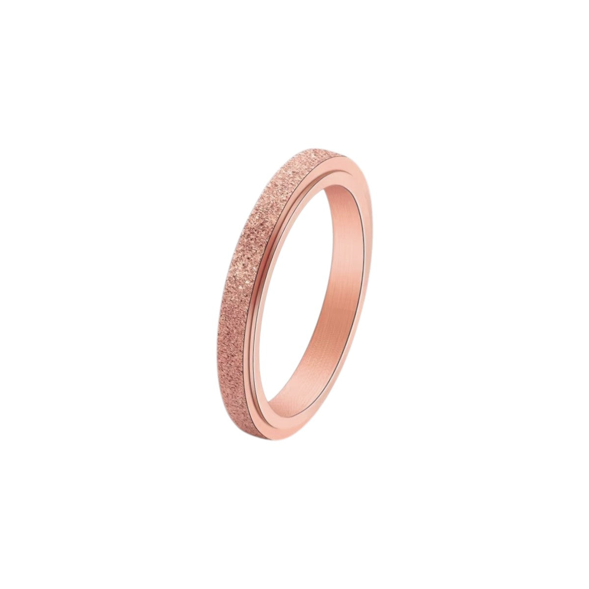 Vielring - Dünner Mattierter Klassischer Anti-Stress-Ring – Edelstahl - Roségold / 49 | ø15.6