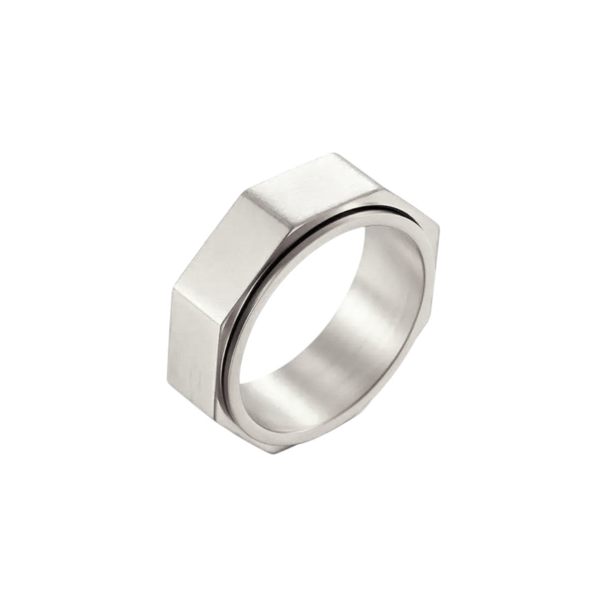Vielring - Oktagon Anti-Stress-Ring – Edelstahl - Silber / 49 | ø15.6