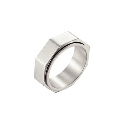 Vielring - Oktagon Anti-Stress-Ring – Edelstahl - Silber / 49 | ø15.6