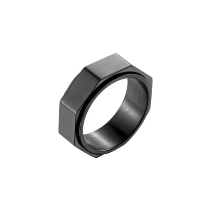 Vielring - Oktagon Anti-Stress-Ring – Edelstahl - Schwarz / 49 | ø15.6