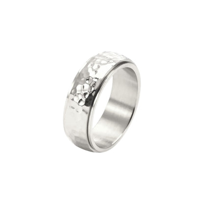 Vielring - Breiter Gehämmerter Anti-Stress-Ring – Edelstahl - Silber / 49 | ø15.6