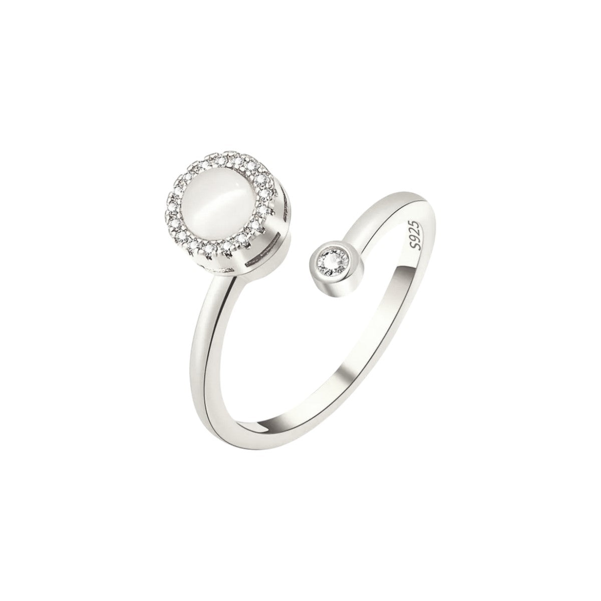 Square ring with zirconia stones - 925 silver