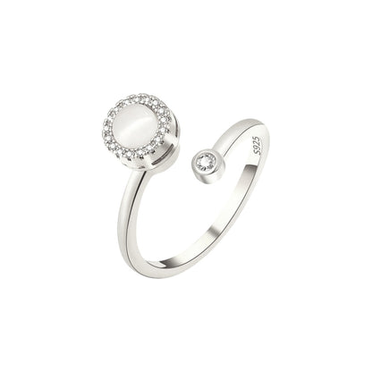Square ring with zirconia stones - 925 silver