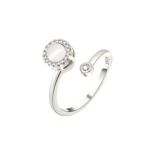 Square ring with zirconia stones - 925 silver